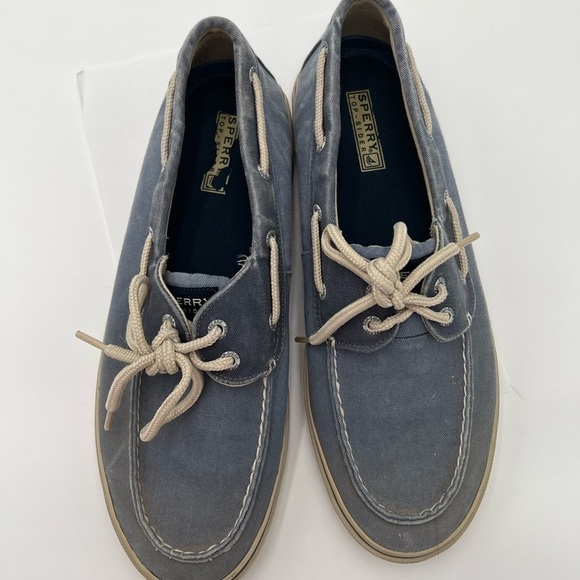 Sperry Top Sider Mens Halyard 2 Eye Denim Blue Slip On Boat Shoes Size 12 - Picture 4 of 11